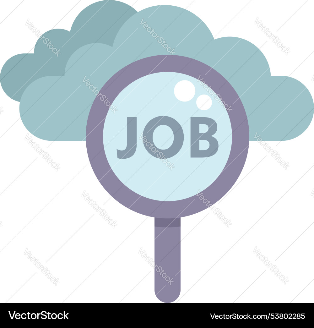 Magnifying glass searching job in cloud computing Vector Image
