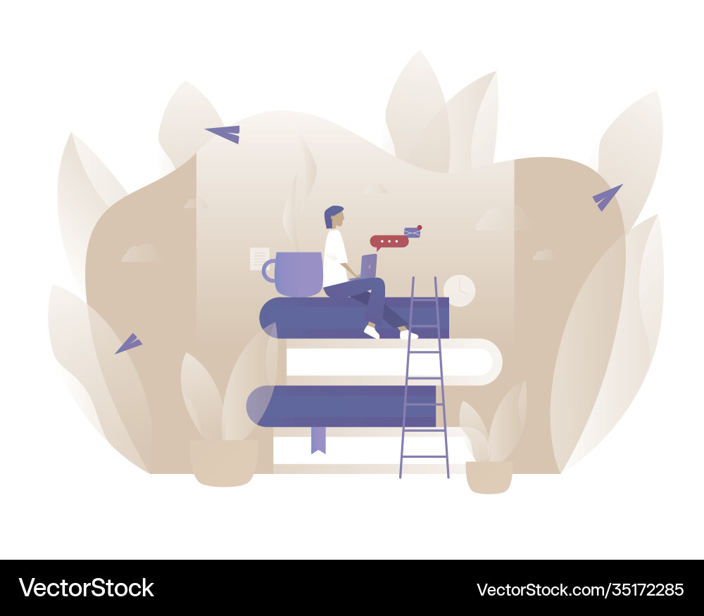Man is viewing a lecture or webinar Man is viewing a lecture or webinar vector image