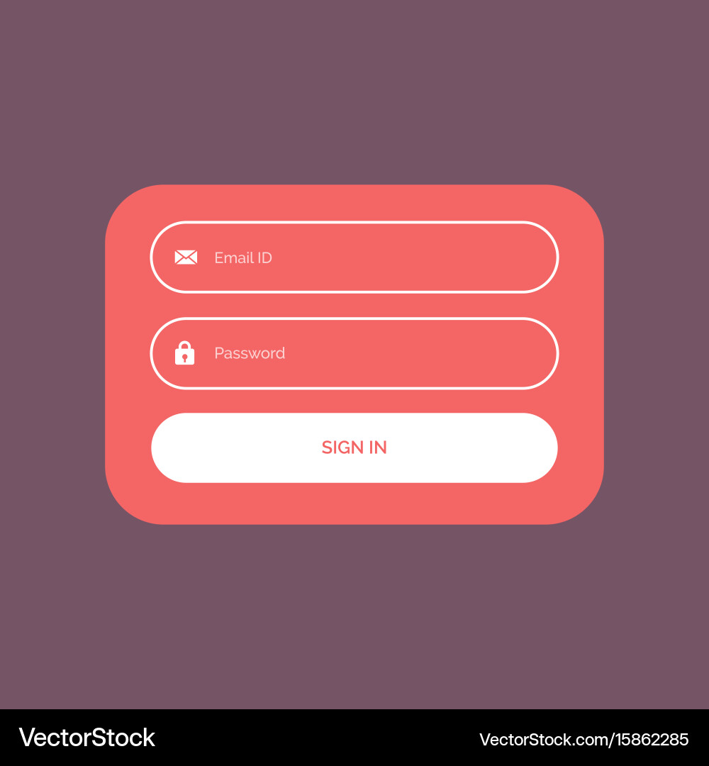 Minimal flat color login form ui template design Vector Image
