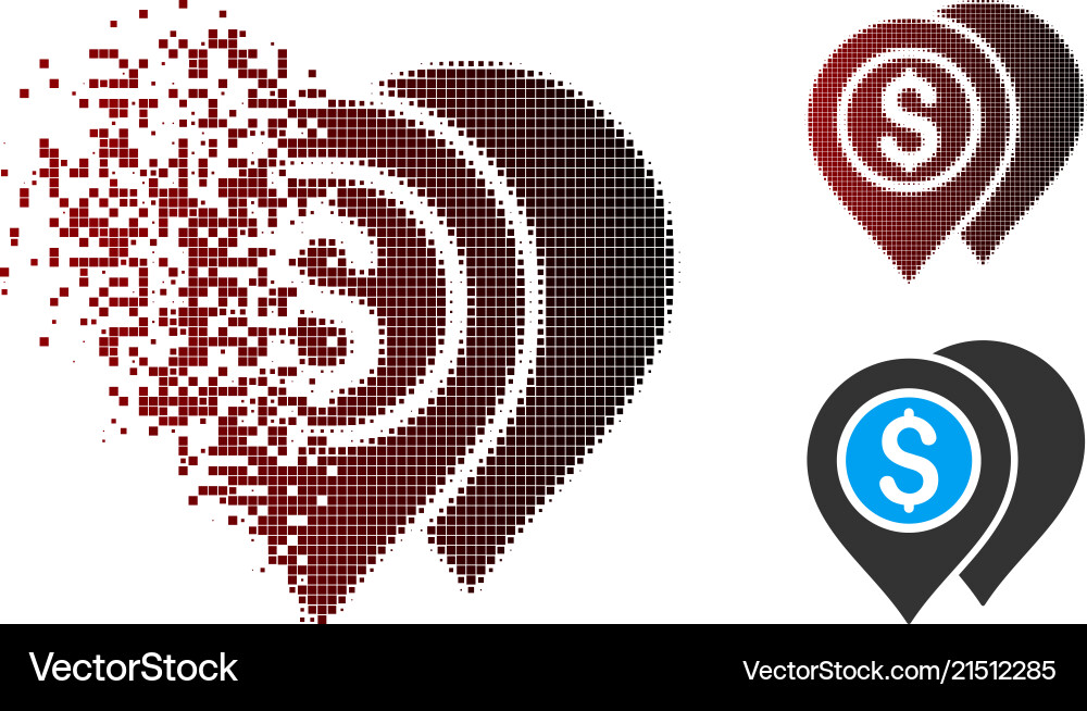 Pixel Disintegration Bank Pointer Vector Image
