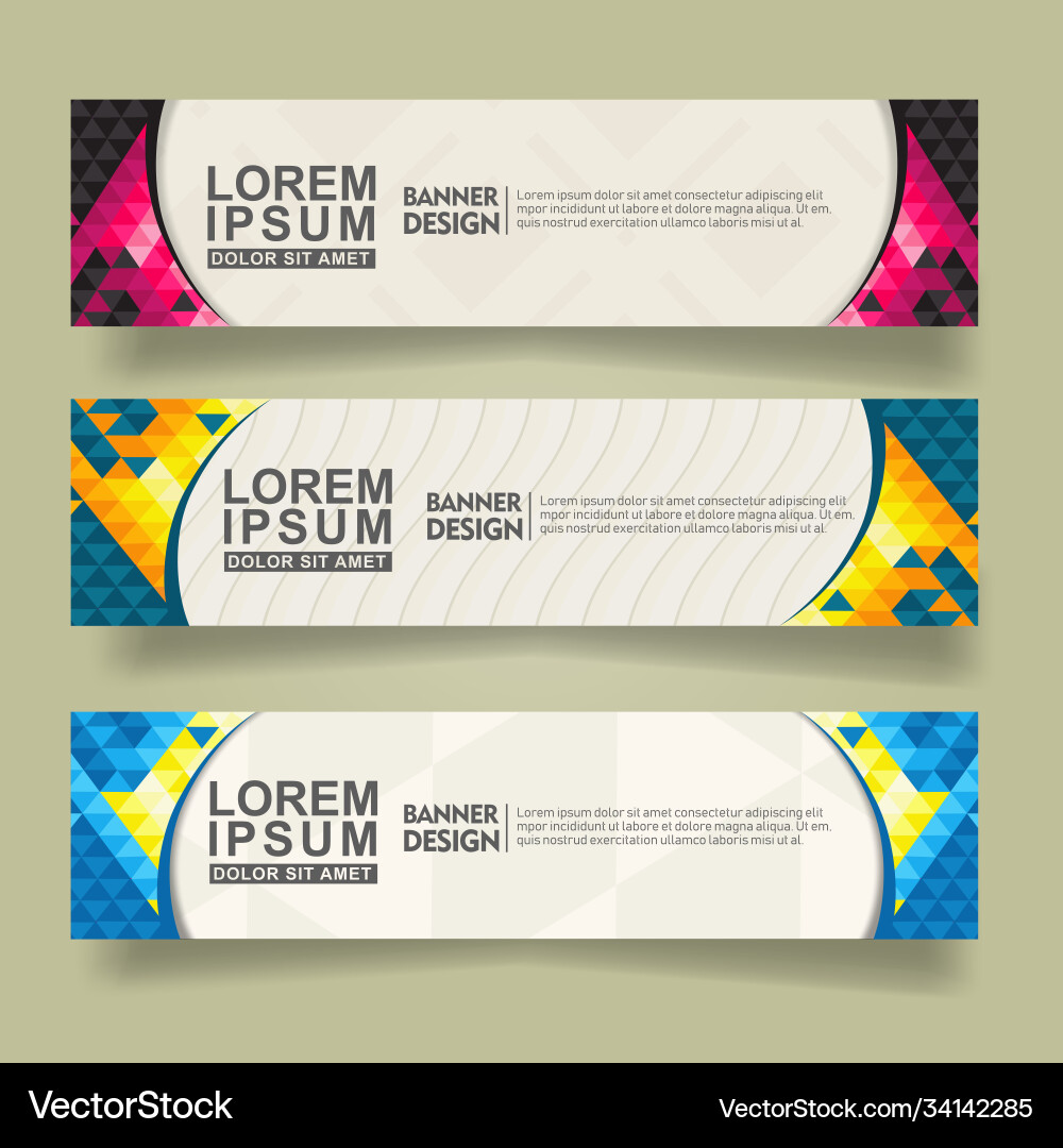 Set abstract banner template design with triangle vector image
