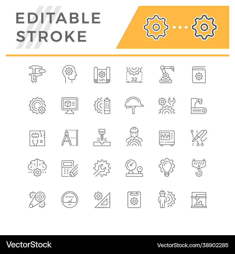 Set line icons engineering vector image