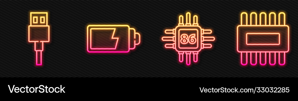 Set line processor with microcircuits cpu usb Set line processor with microcircuits cpu usb Vector Image