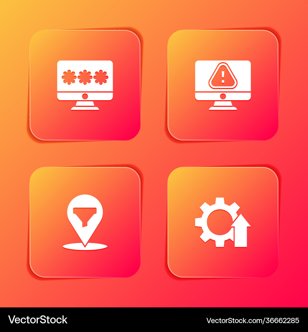 Set monitor with password exclamation mark Set monitor with password exclamation mark vector image