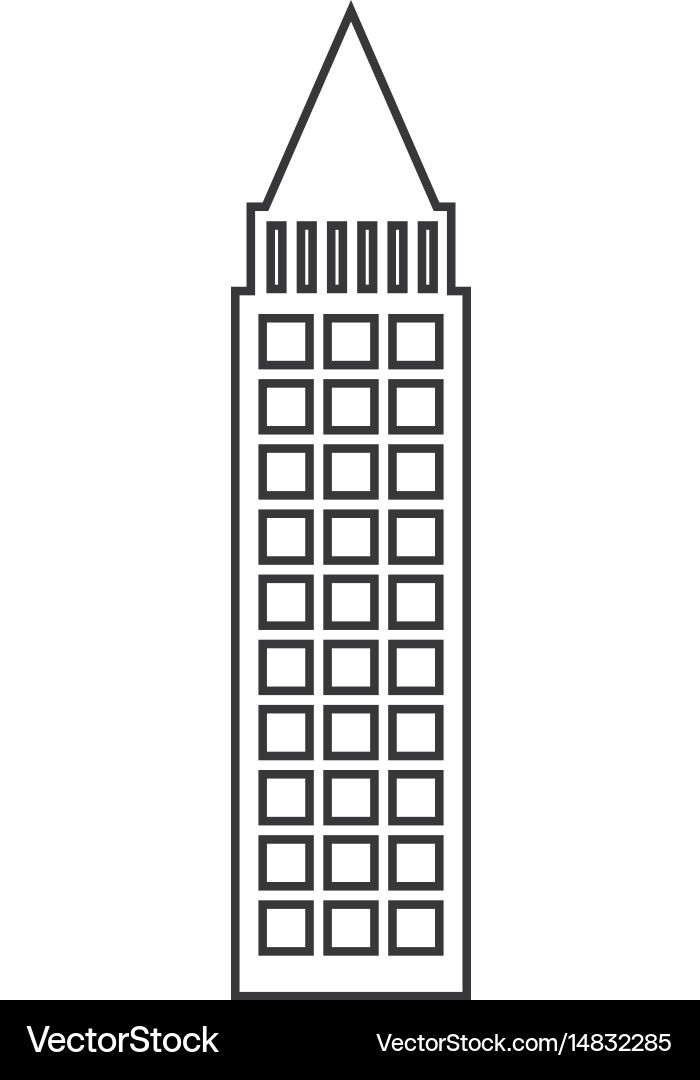 Silhouette of building skyscraper with cusp vector image