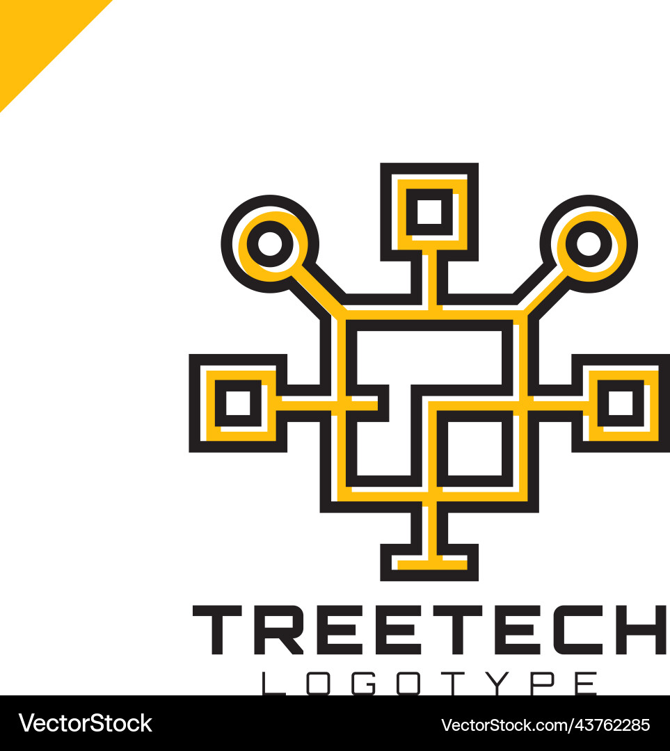 Tech tree square chip integrate technology vector image