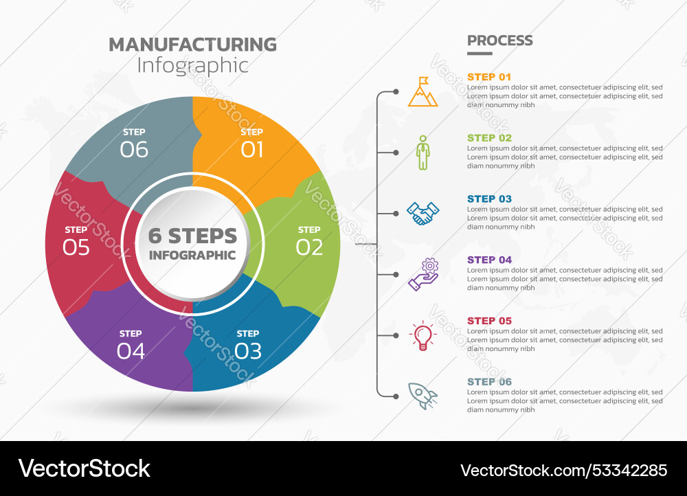 Visual data presentation cycle diagram with 6 Visual data presentation cycle diagram with 6 vector image