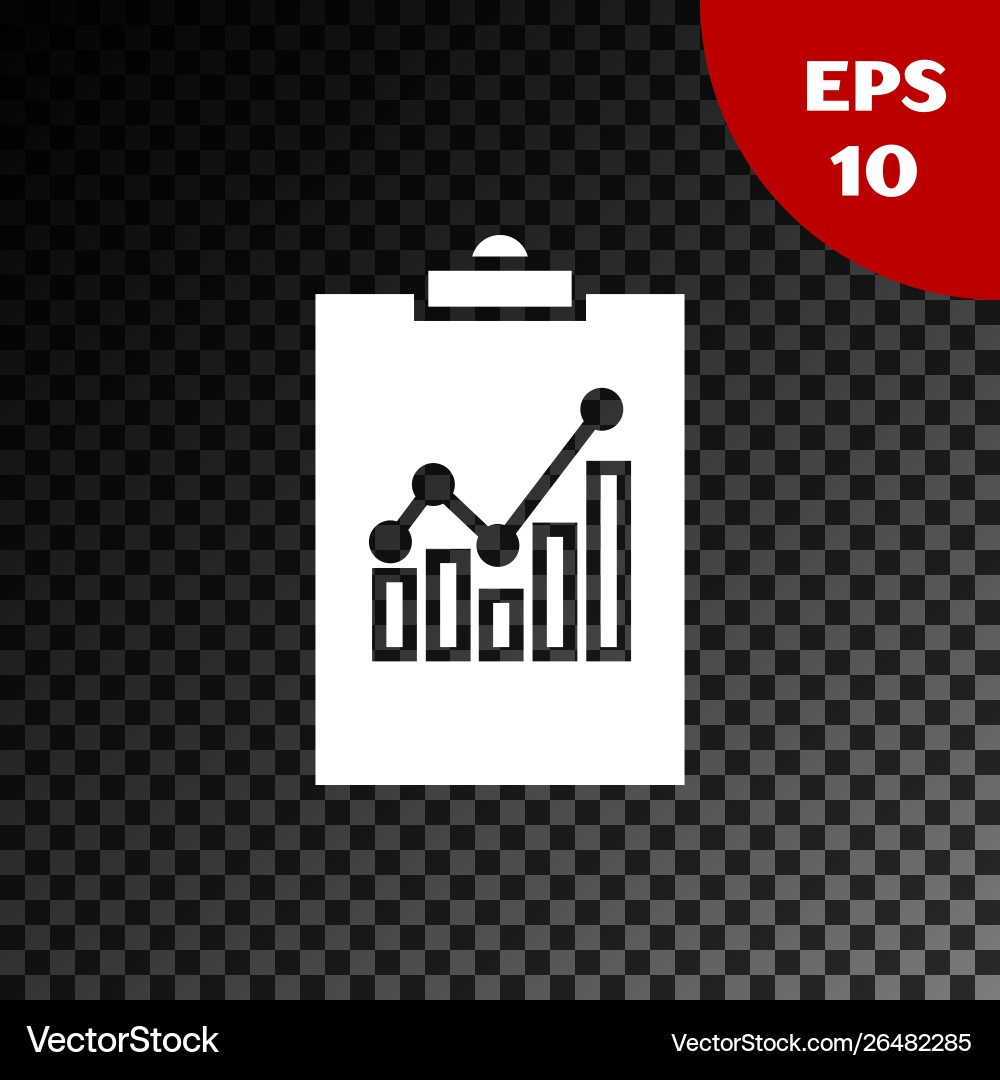White clipboard with graph chart icon isolated vector image