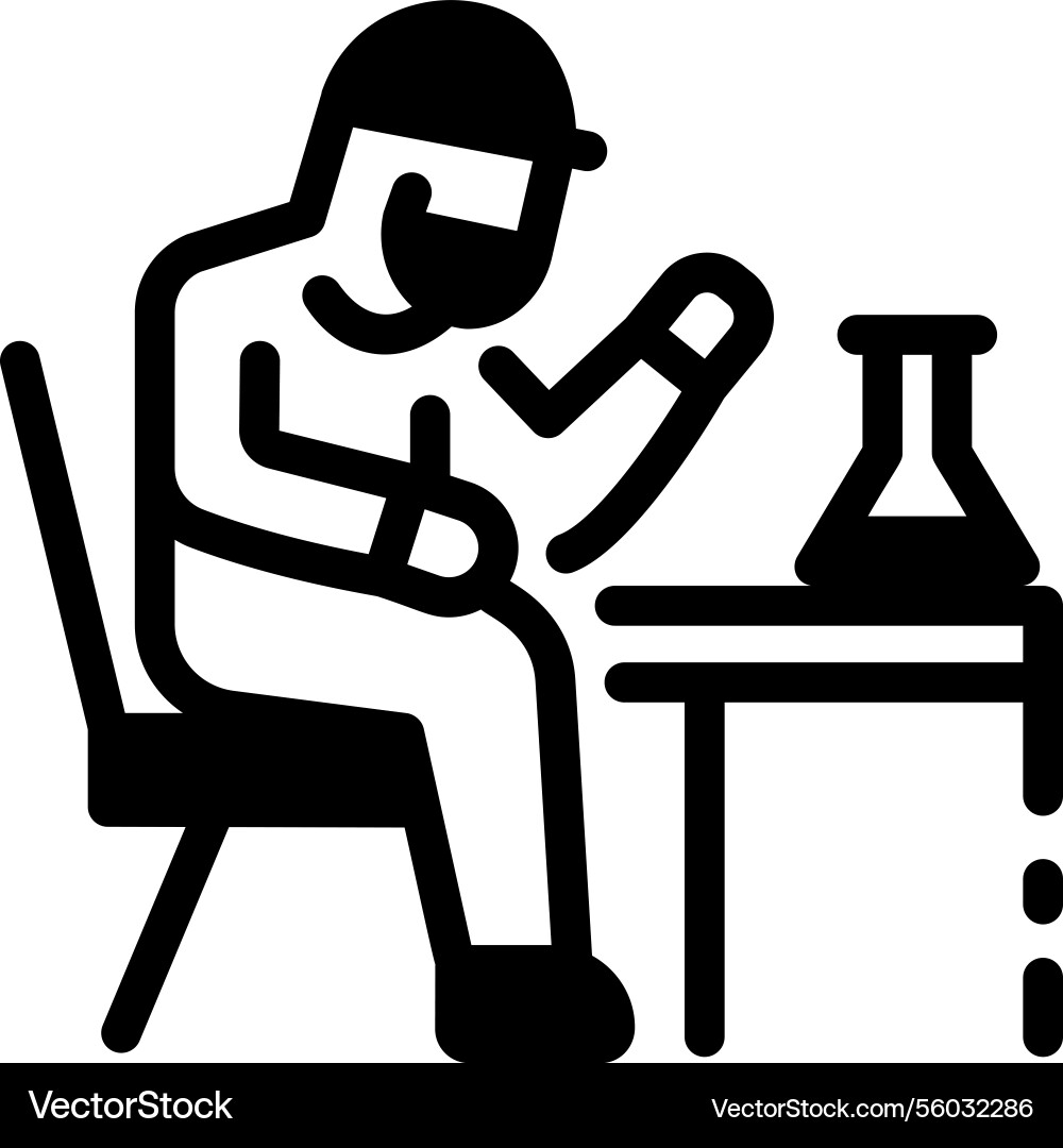 A chemist researching in lab linear style icon Vector Image