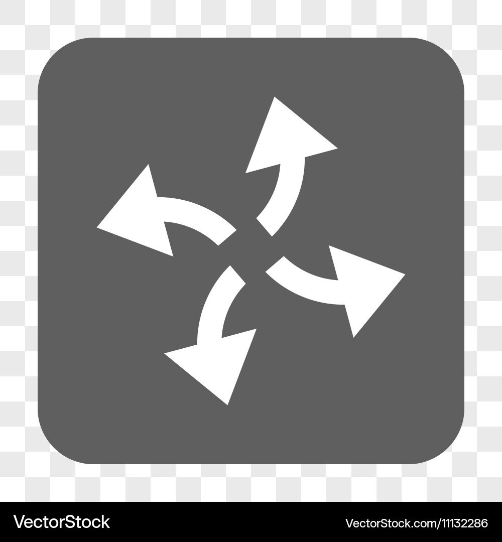 Centrifugal arrows rounded square button vector image