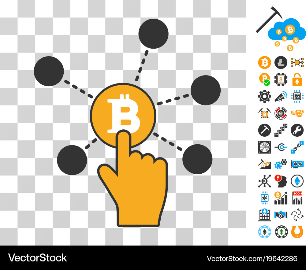 Click bitcoin node icon with bonus vector image