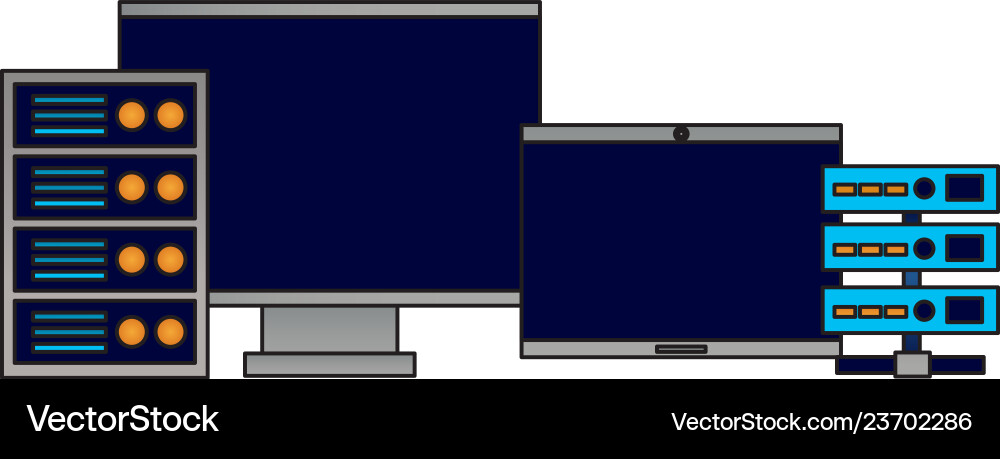 Computer monitor laptop database server vector image