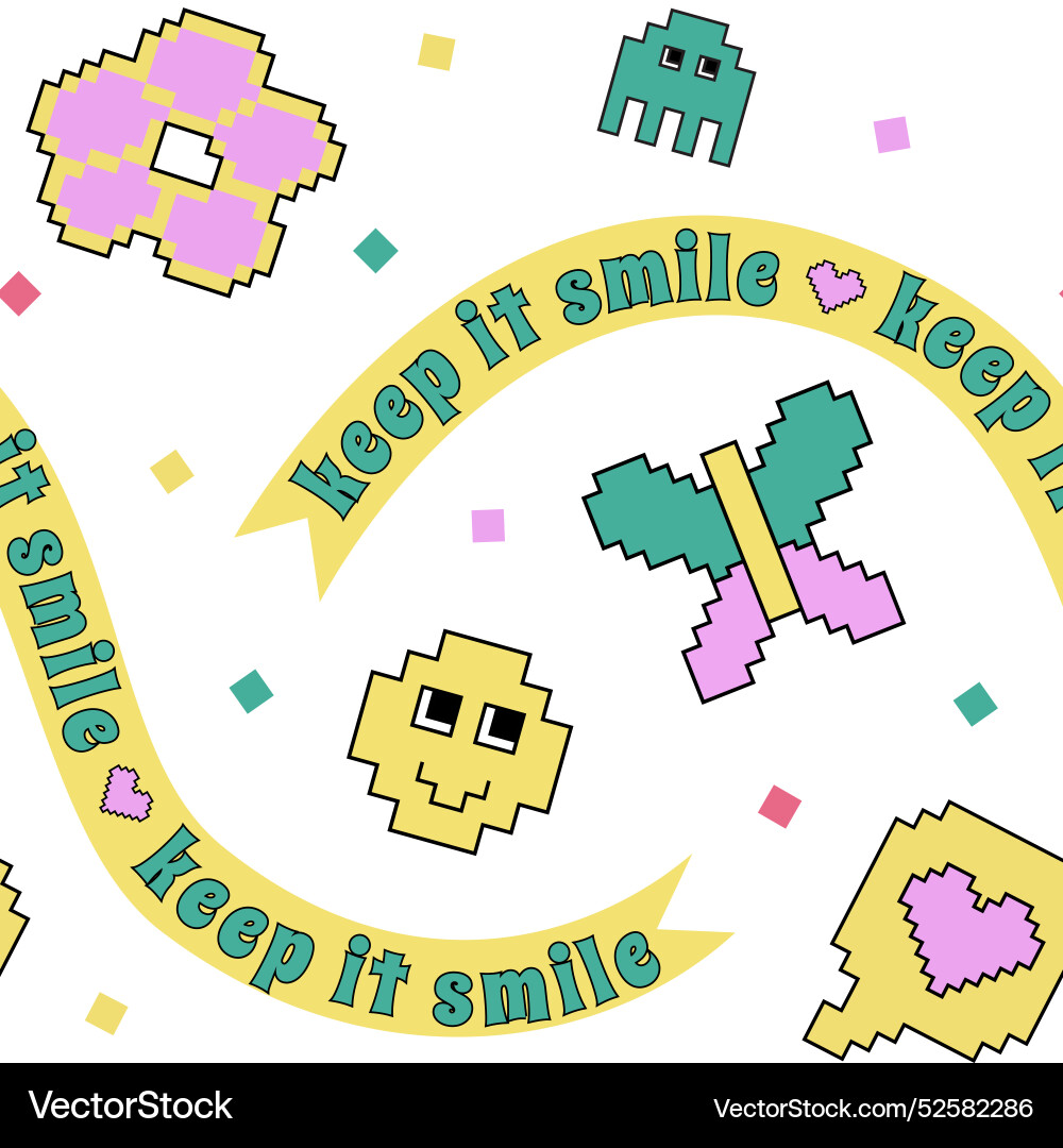 Cool pixel y2k retro seamless pattern Cool pixel y2k retro seamless pattern Vector Image
