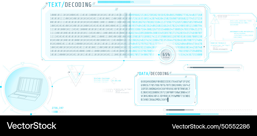 Data decryption screen with text decoding window Data decryption screen with text decoding window vector image