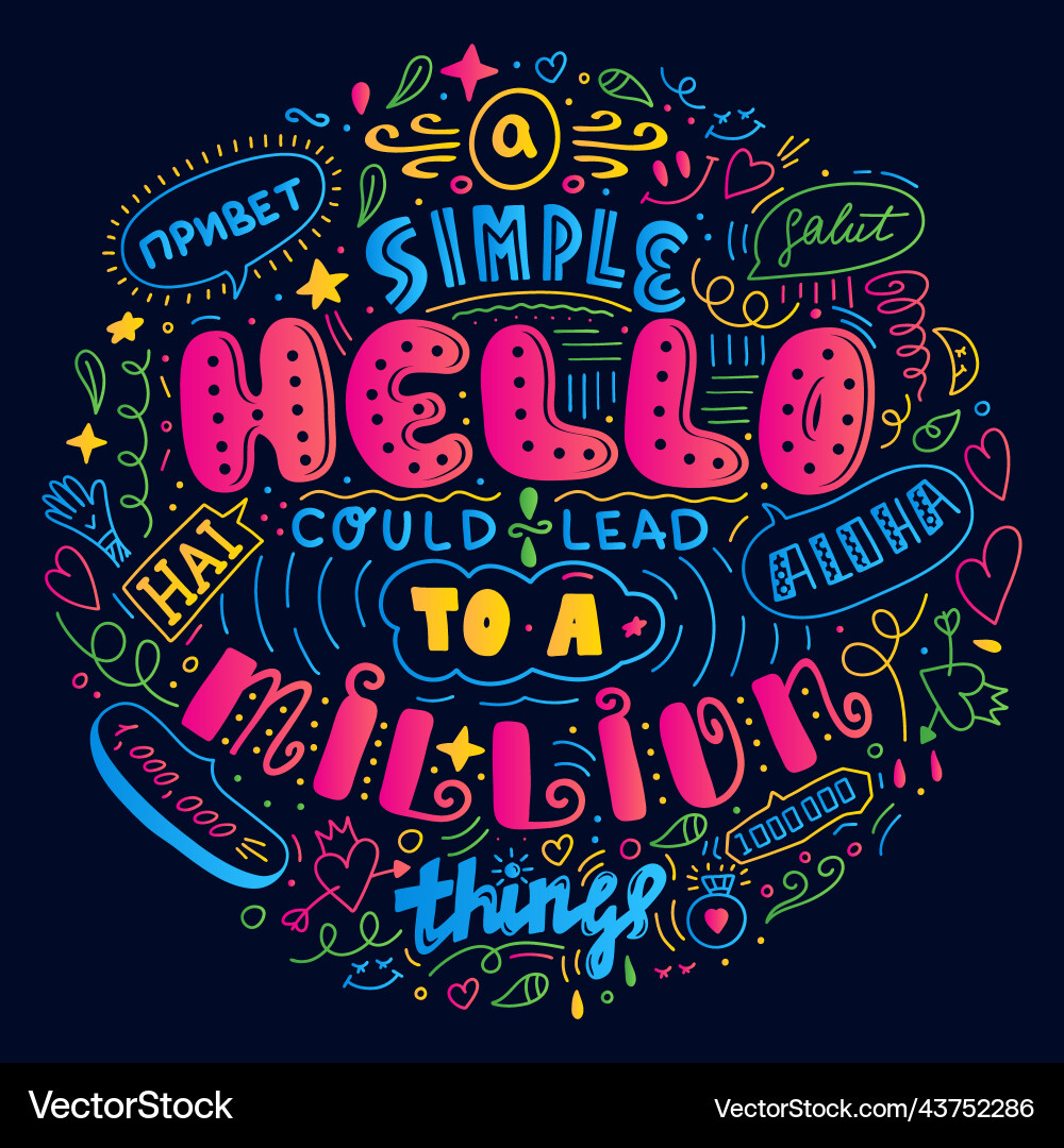 Lettering simple hello in different language vector image