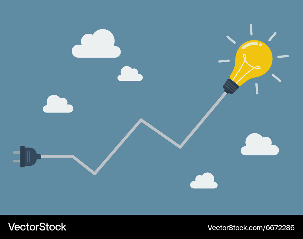 Light bulb with abstract graph vector image