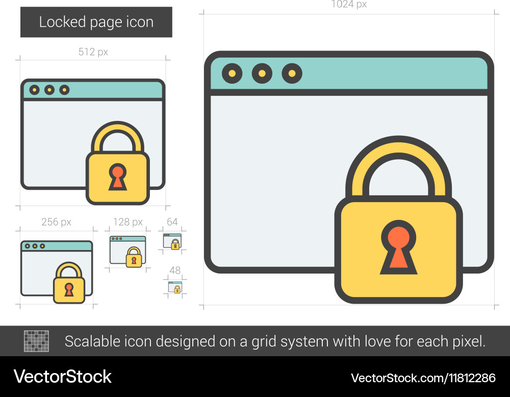 Lock Page Icon - Line Style vector image