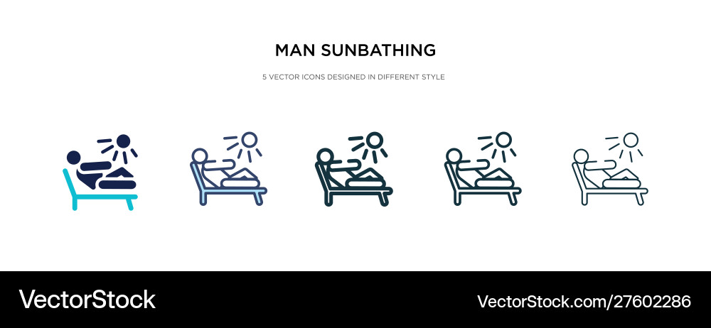 Man sunbathing icon in different style two Man sunbathing icon in different style two Vector Image