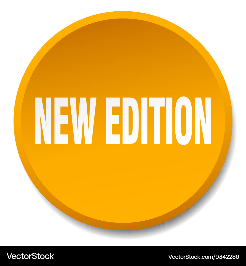 New edition orange round flat isolated push button vector image