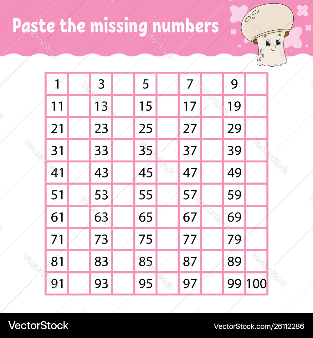 Paste missing numbers handwriting practice Paste missing numbers handwriting practice vector image