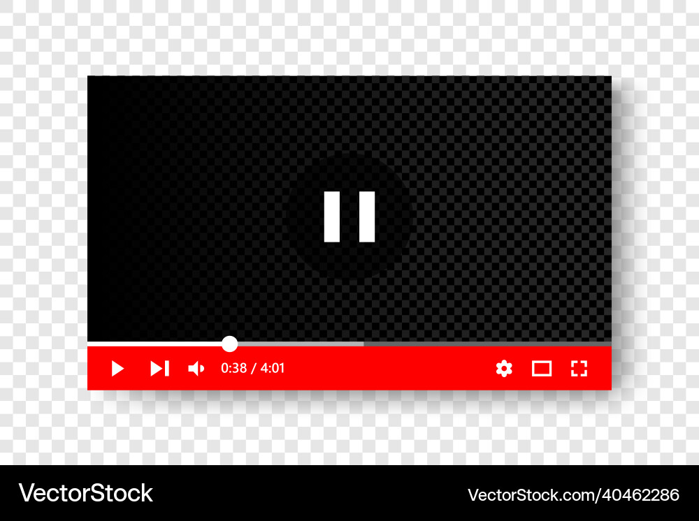 Red video player interface design mockup template vector image