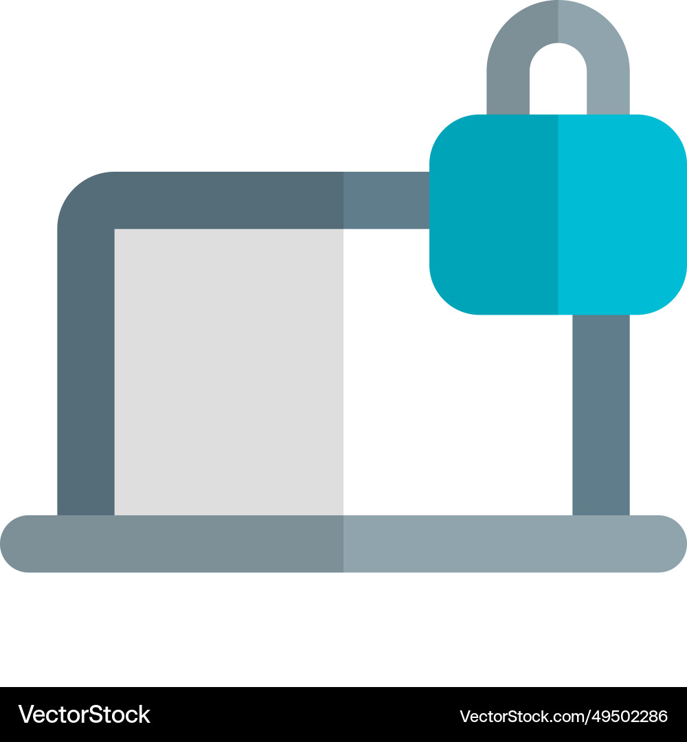 Secure laptop with built-in locking mechanism Vector Image