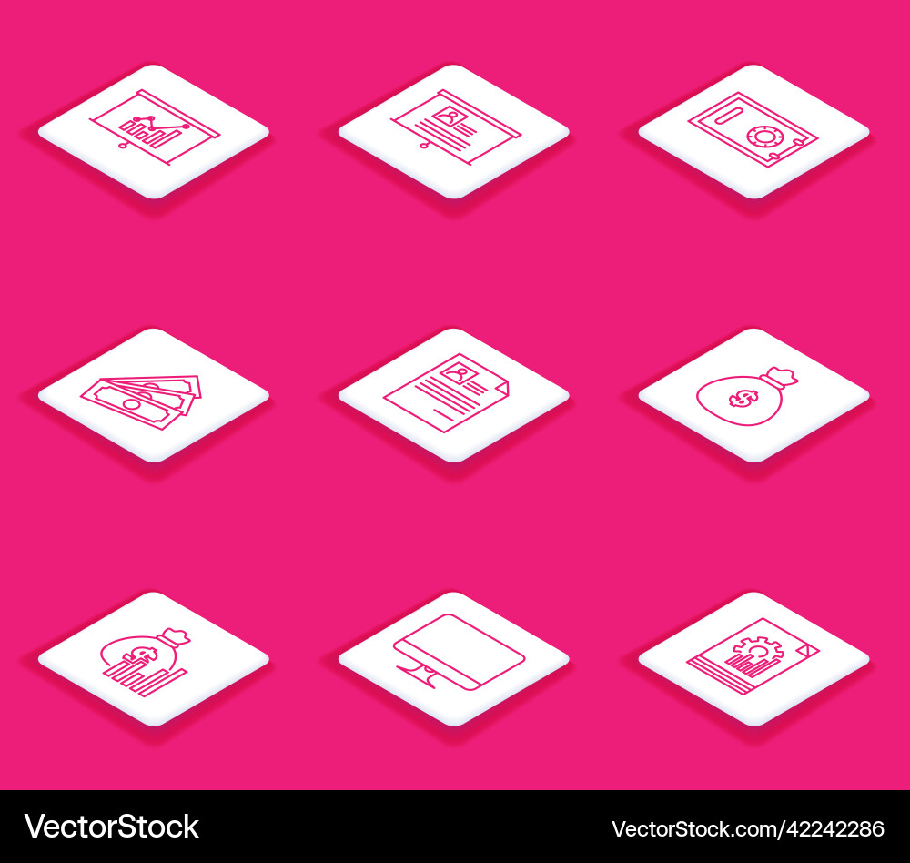 Set line board with graph chart resume safe Set line board with graph chart resume safe vector image