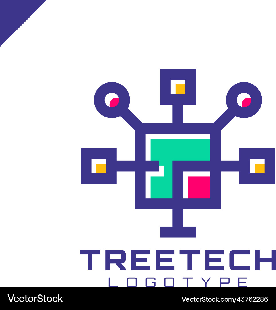 Tech tree square chip integrate technology Tech tree square chip integrate technology Vector Image