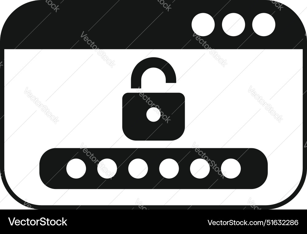 Web page showing password being protected by lock Vector Image