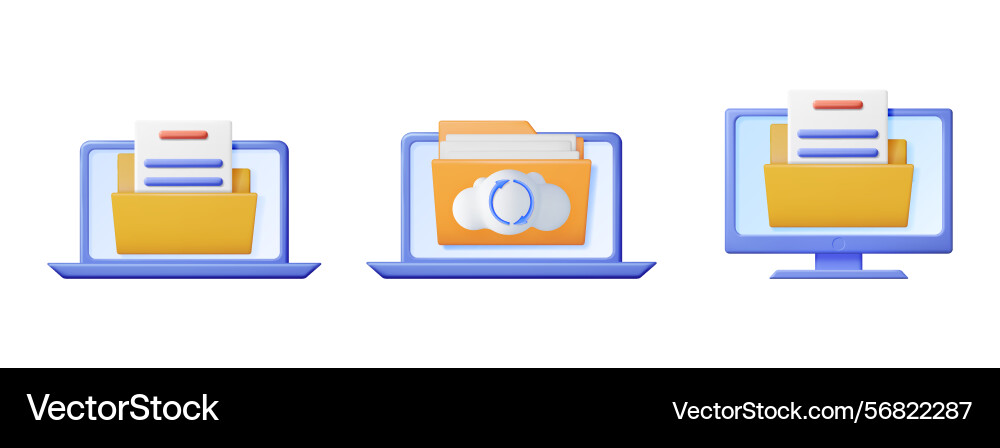 3d set of data management concepts vector image