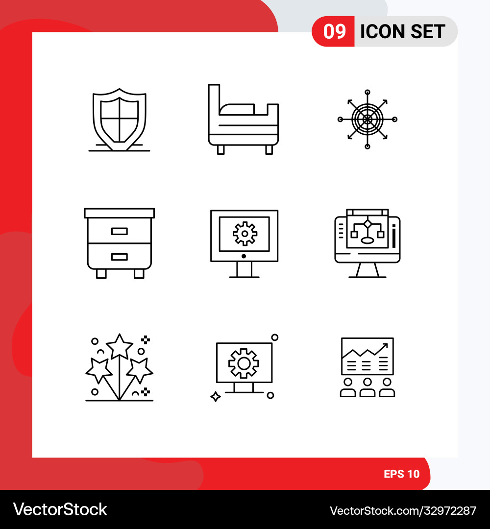 9 universal outlines set for web and mobile vector image