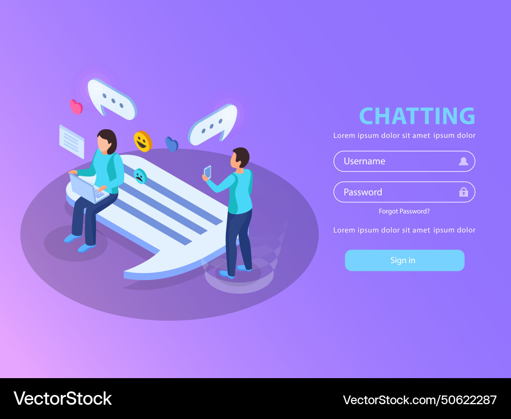 Chatting isometric web page background Chatting isometric web page background vector image