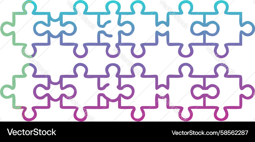 Connected Puzzle Pieces - Unity Concept Vector Image