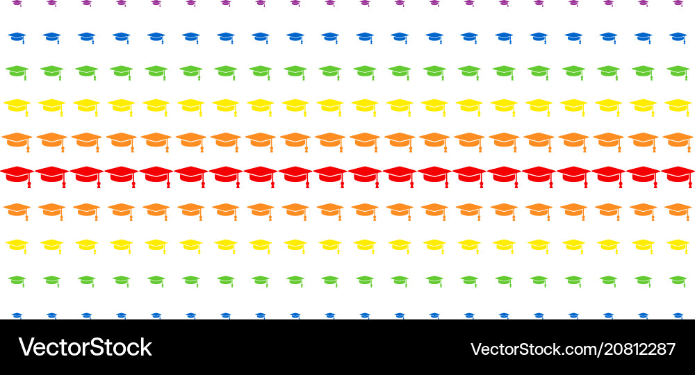 Graduation cap shape halftone spectral array Graduation cap shape halftone spectral array vector image