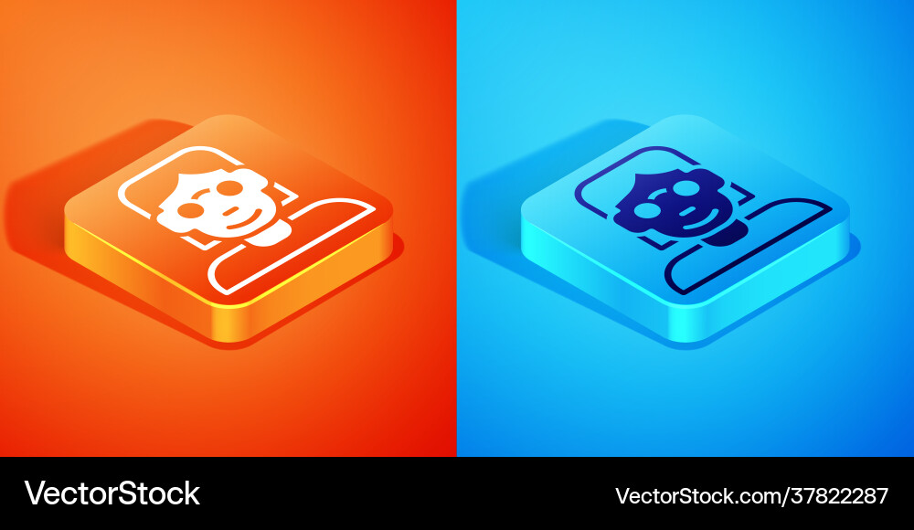 Isometrischer Hacker oder Coder-Symbol isoliert auf orange vektorbild