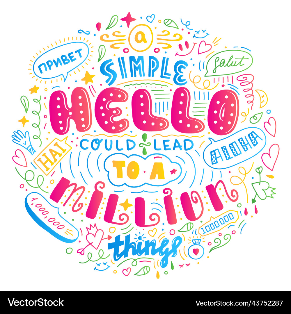 Lettering simple hello in different language vector image