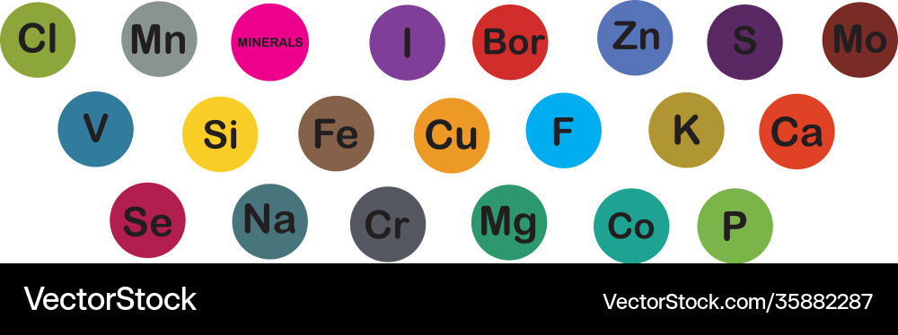 Minerals microelements and macro elements useful Minerals microelements and macro elements useful vector image