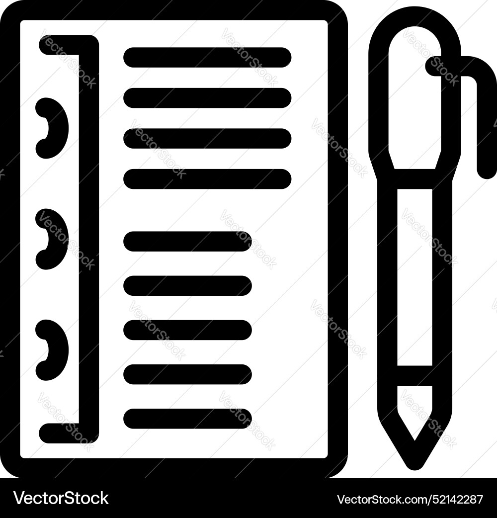 Notebook with pen for writing taking notes Notebook with pen for writing taking notes vector image