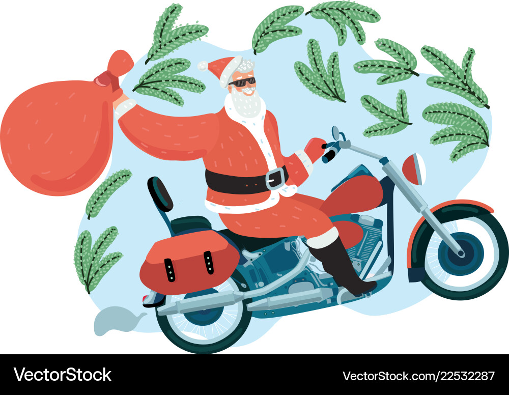 Santa claus mit einem Geschenksack Reitmotorrad Santa claus mit einem Geschenksack Reitmotorrad vektorbild