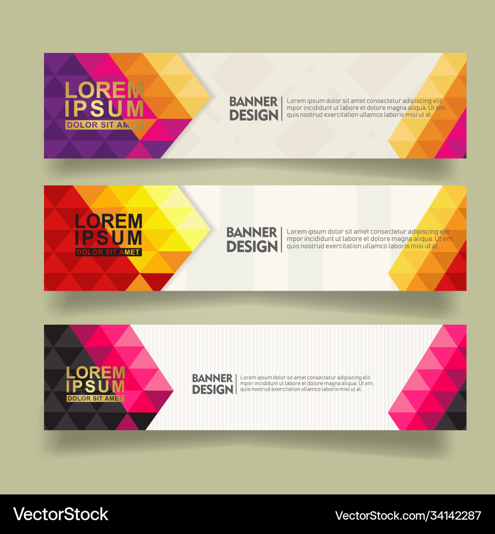 Set abstract banner template design with triangle vector image