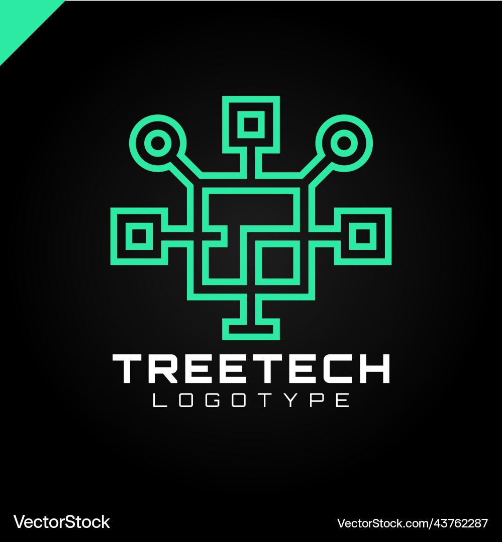 Tech tree square chip integrate technology vector image