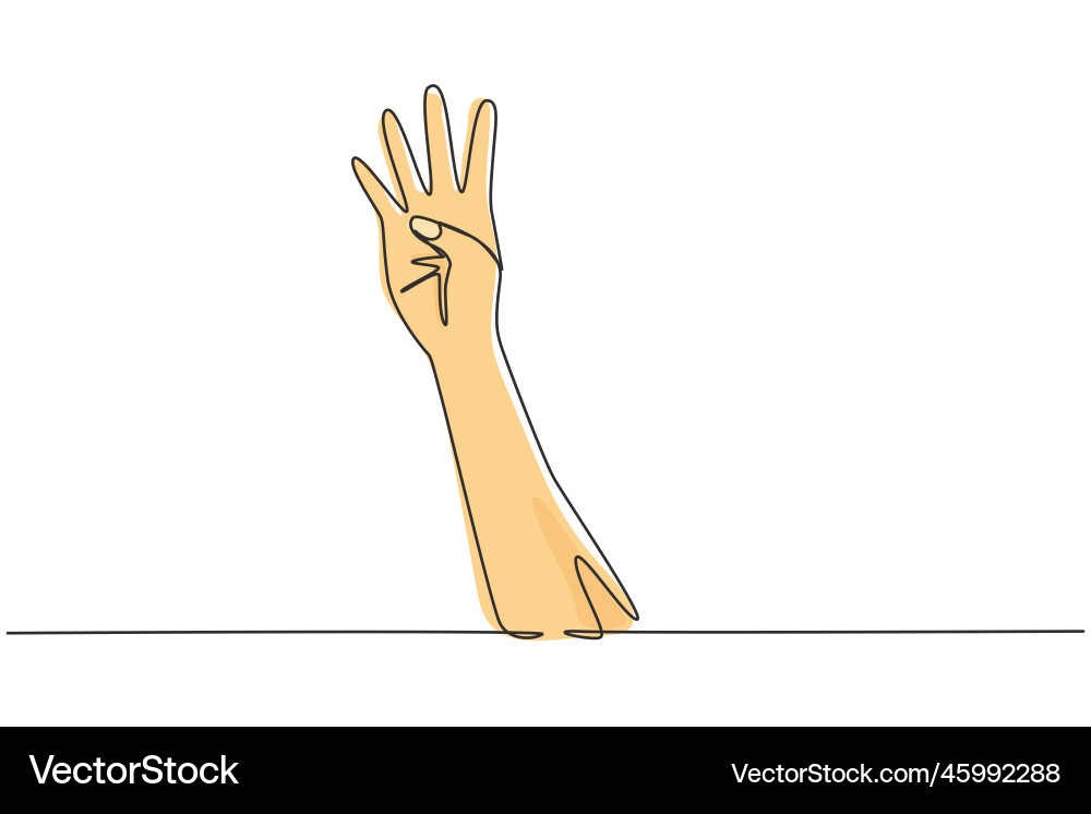 Continuous Line Hand Counting Four vector image