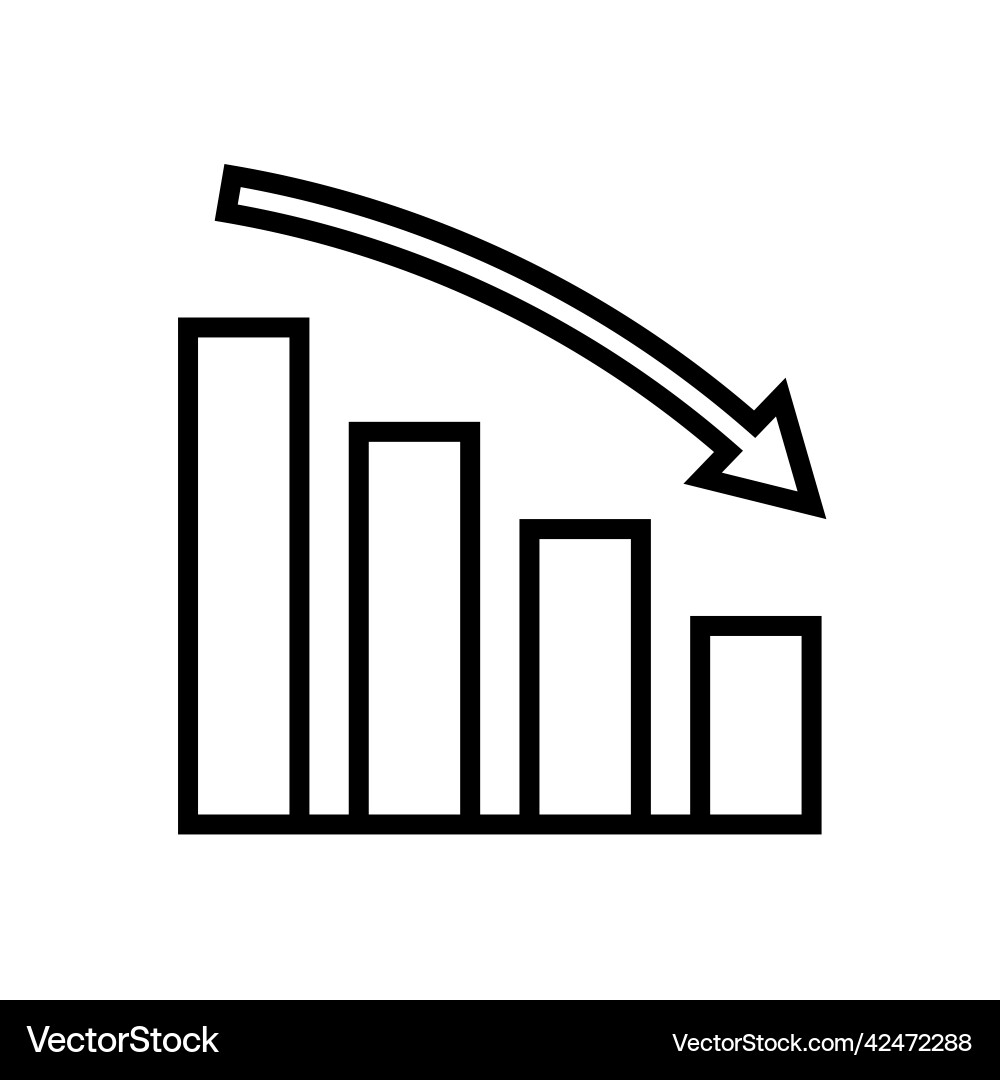 Decreasing arrow and bar graph icon vector image