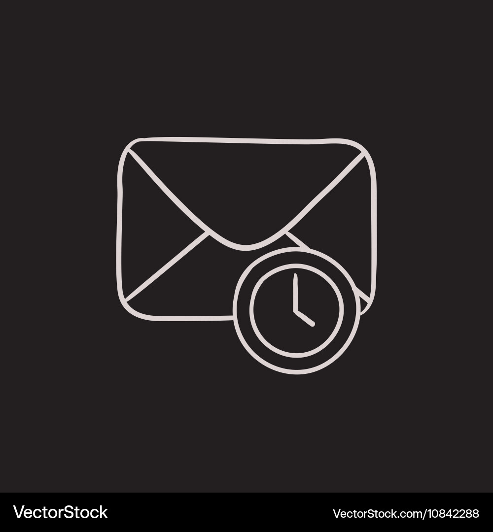 Envelope mail with clock sketch icon vector image