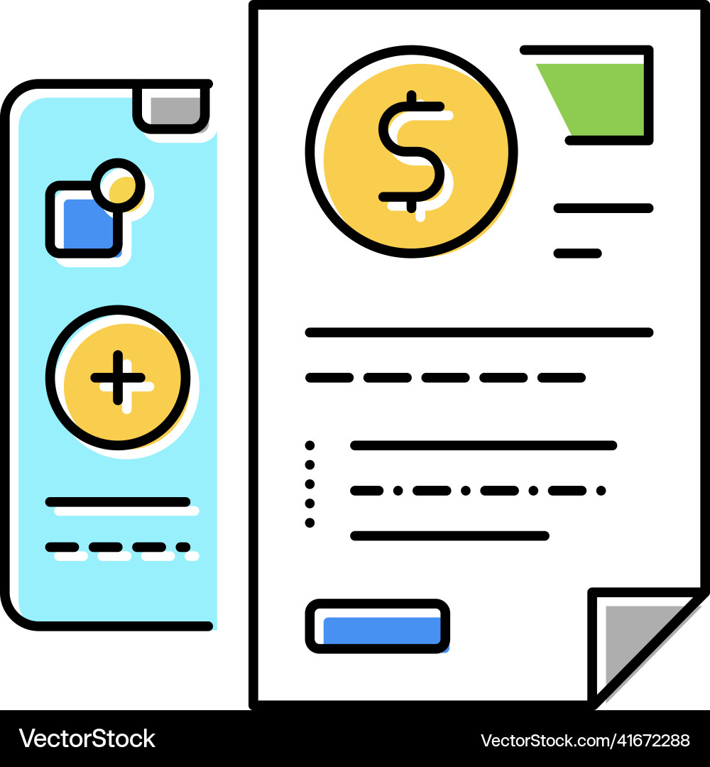Insurtech documentation color icon Insurtech documentation color icon Vector Image