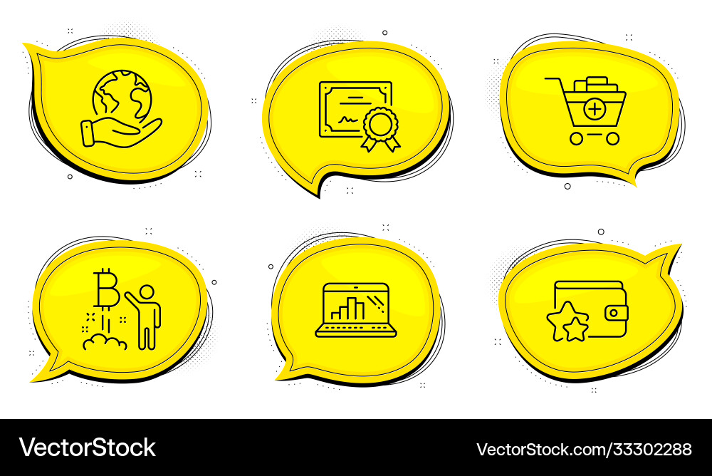 Loyalty program graph laptop and bitcoin project Vector Image
