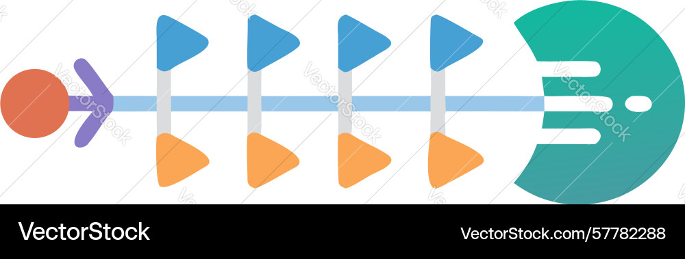 Minimalist fish bone arrows for sequential data vector image