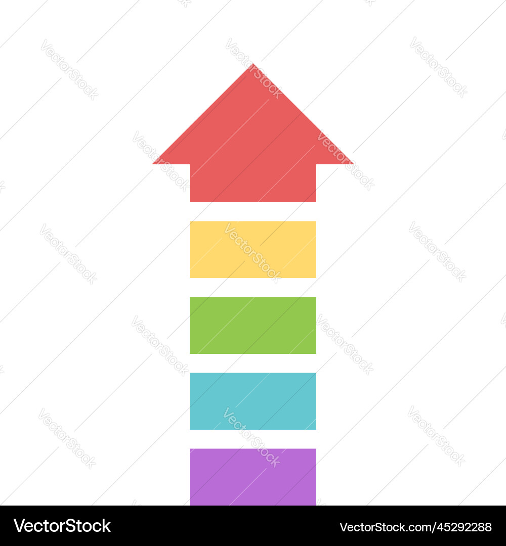 Multicolor segmented vertical arrow Multicolor segmented vertical arrow vector image