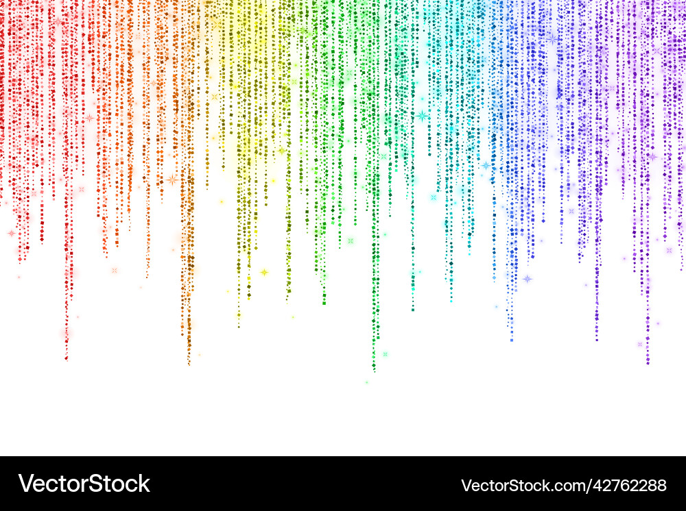 Regenbogen Glitter Dekoration lange Girlande auf weiß Regenbogen Glitter Dekoration lange Girlande auf weiß vektorbild