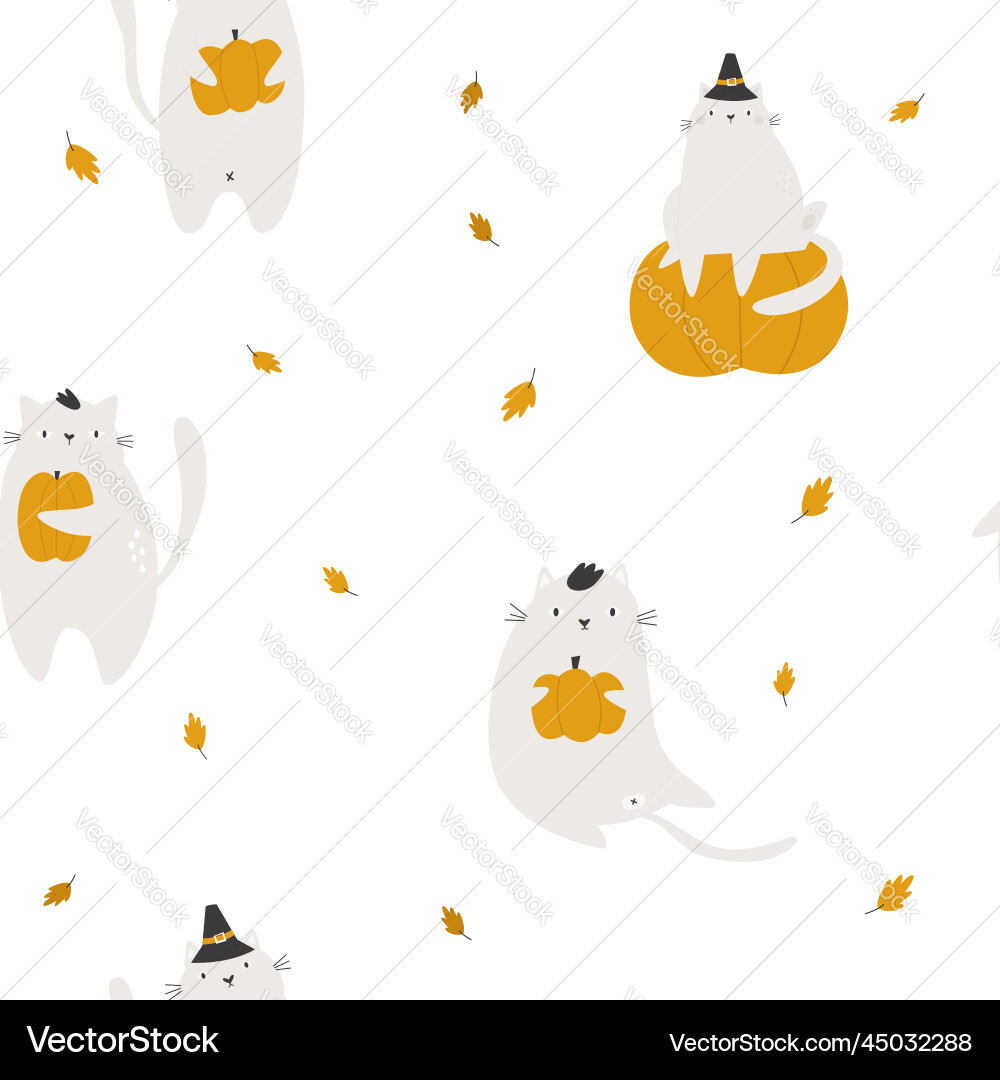 Seamless pattern with thanksgiving cats Seamless pattern with thanksgiving cats vector image
